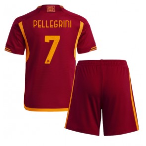 AS Roma Lorenzo Pellegrini #7 Replika Babytøj Hjemmebanesæt Børn 2023-24 Kortærmet (+ Korte bukser)